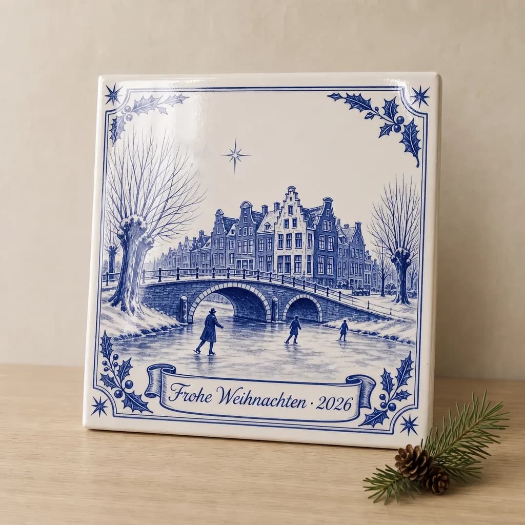 Fototegeltje als cadeau voor kerst, in een gestileerde scène