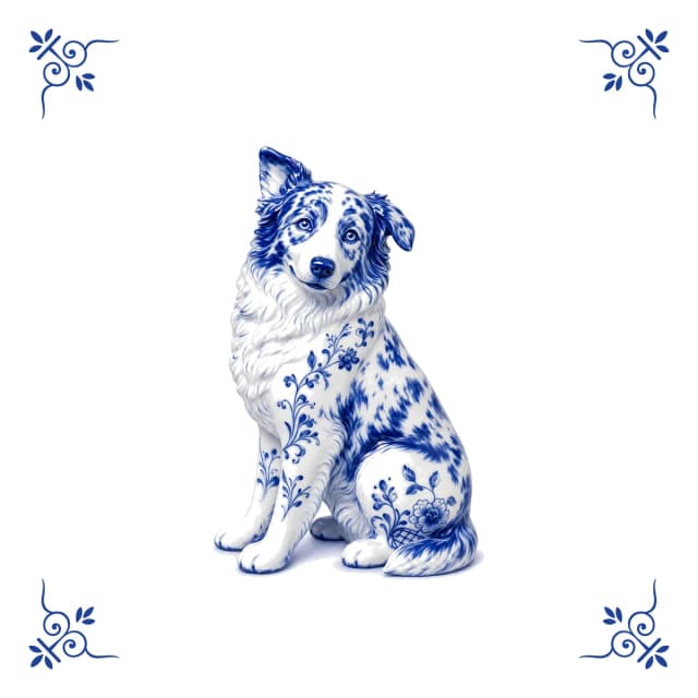 Australian Shepherd, Delfter Blau Fliese