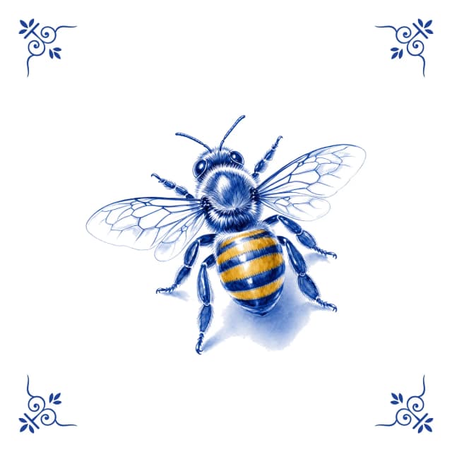Biene, Delfter Blau Fliese