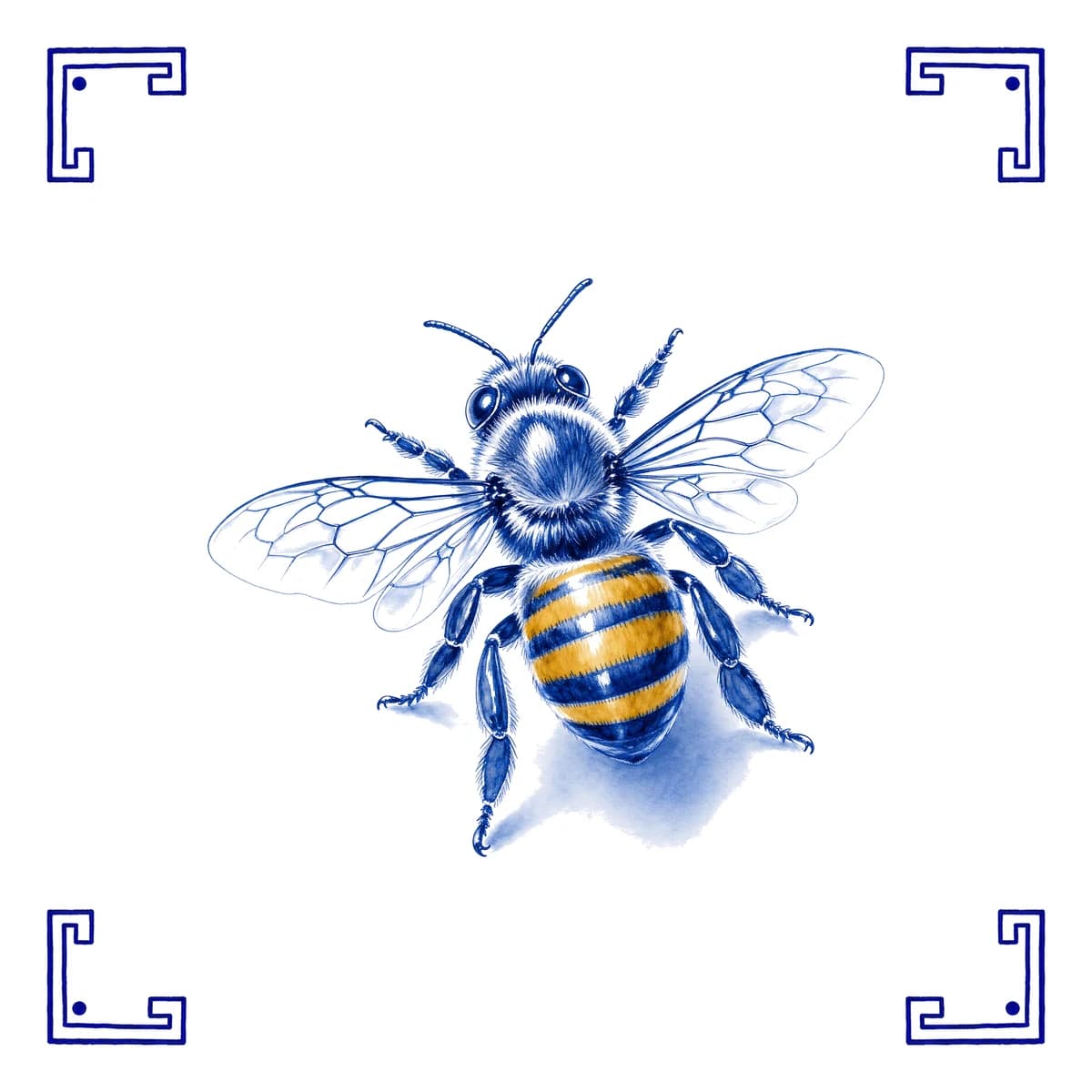 Biene – Delfter Blau Fliese