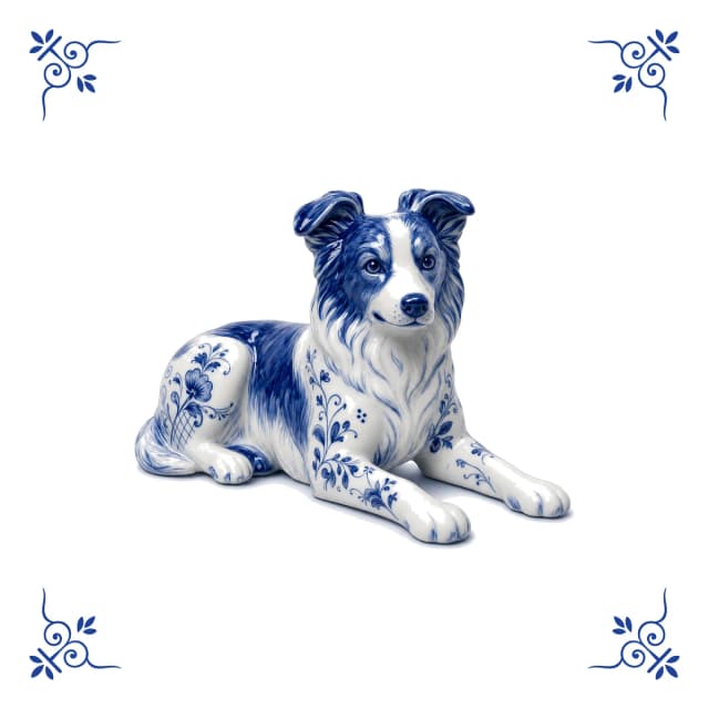 Border Collie, Delfter Blau Fliese