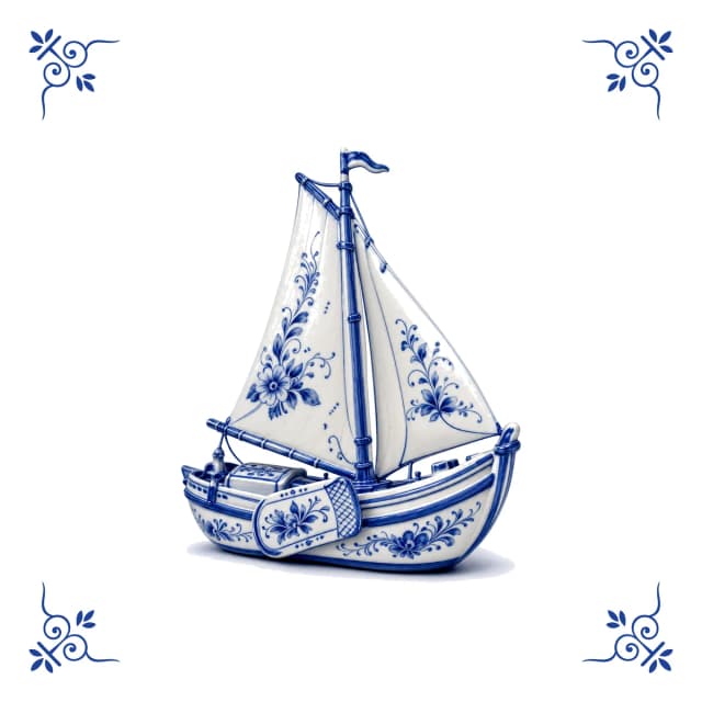 Botter-Segelschiff, Delfter Blau Fliese