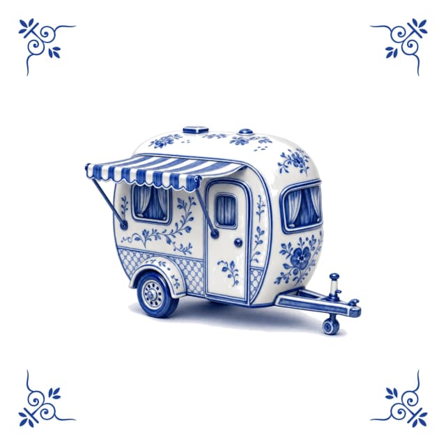 Wohnwagen, Delfter Blau Fliese