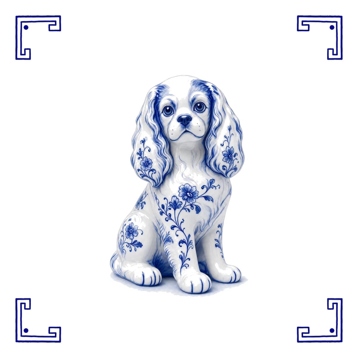 Cavalier King Charles – Delfter Blau Fliese