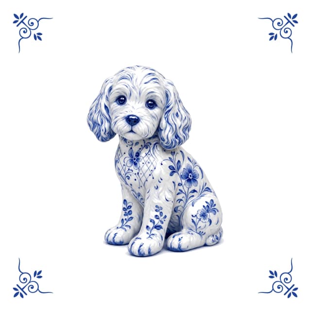 Cockapoo, Delfter Blau Fliese
