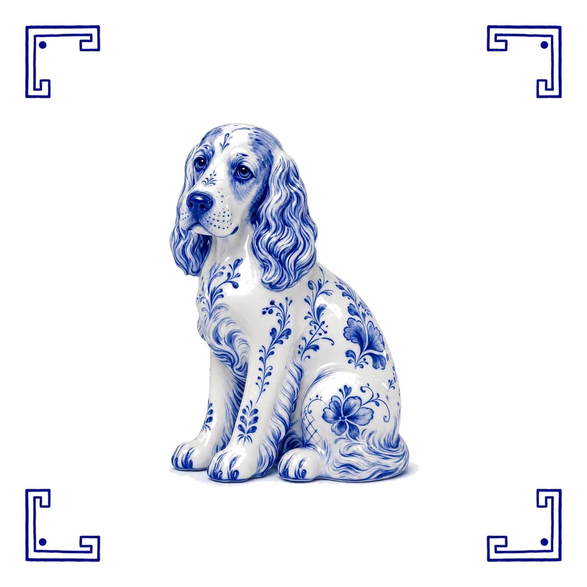Cocker Spaniel – Delfter Blau Fliese