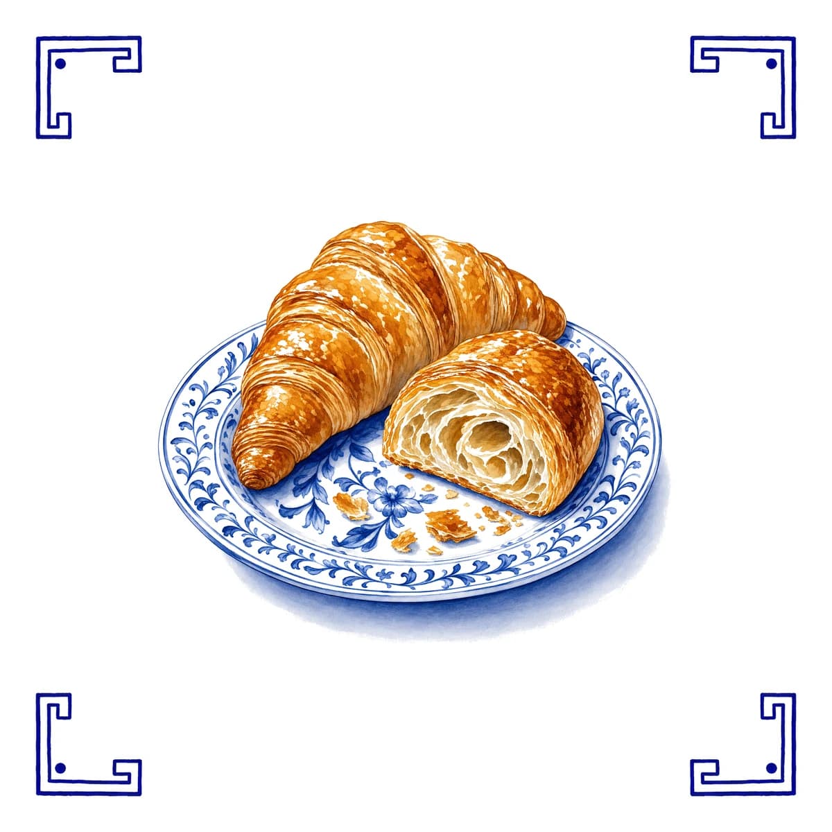 Croissants – Delfter Blau Fliese