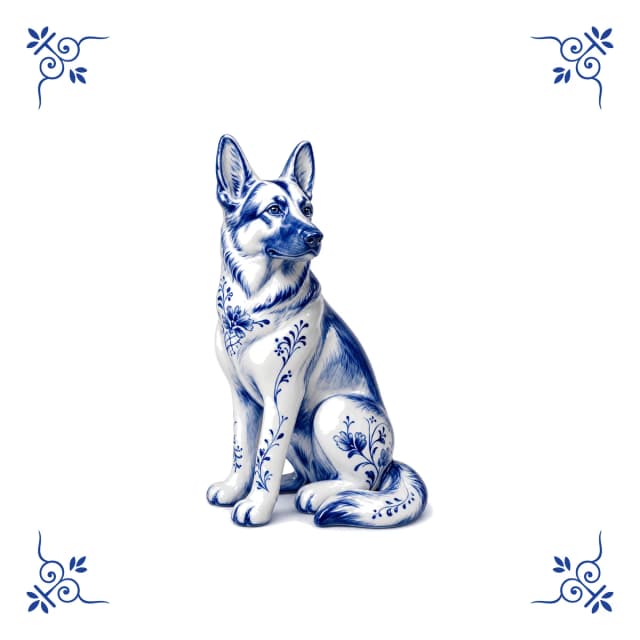 Deutscher Schäferhund, Delfter Blau Fliese