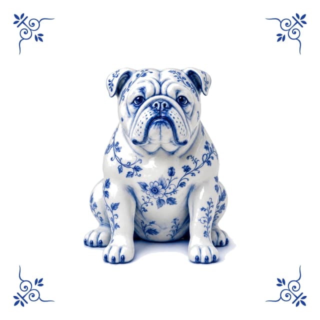 Englische Bulldogge, Delfter Blau Fliese