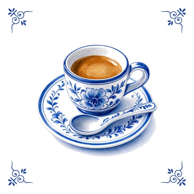 Espresso, Delfter Blau Fliese