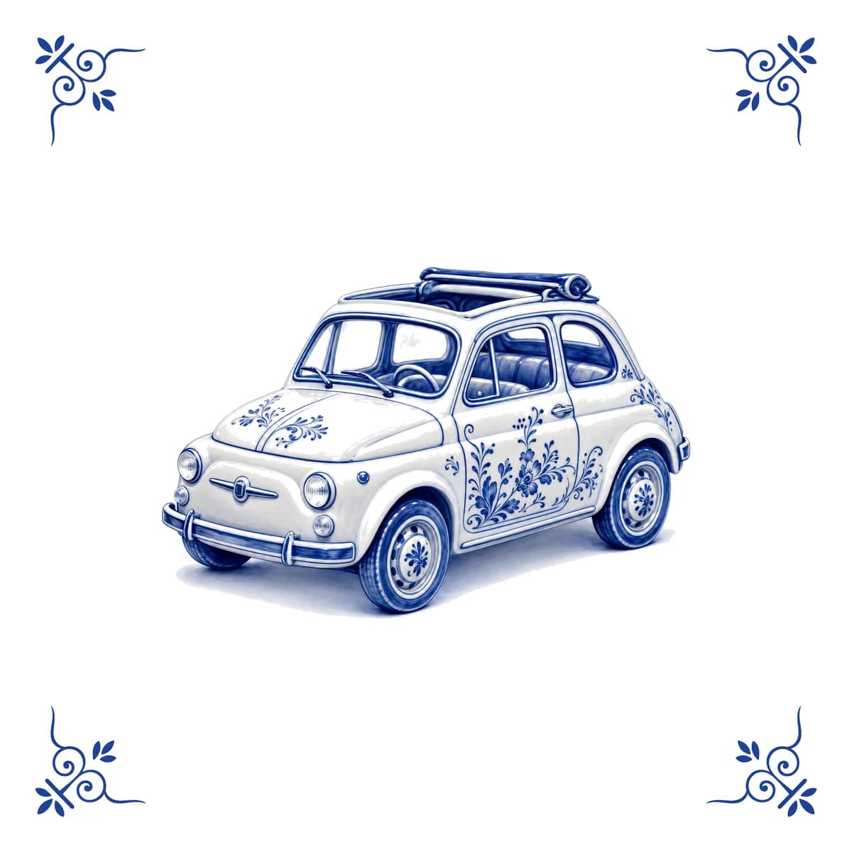 Klassischer Fiat 500 – Delfter Blau Fliese