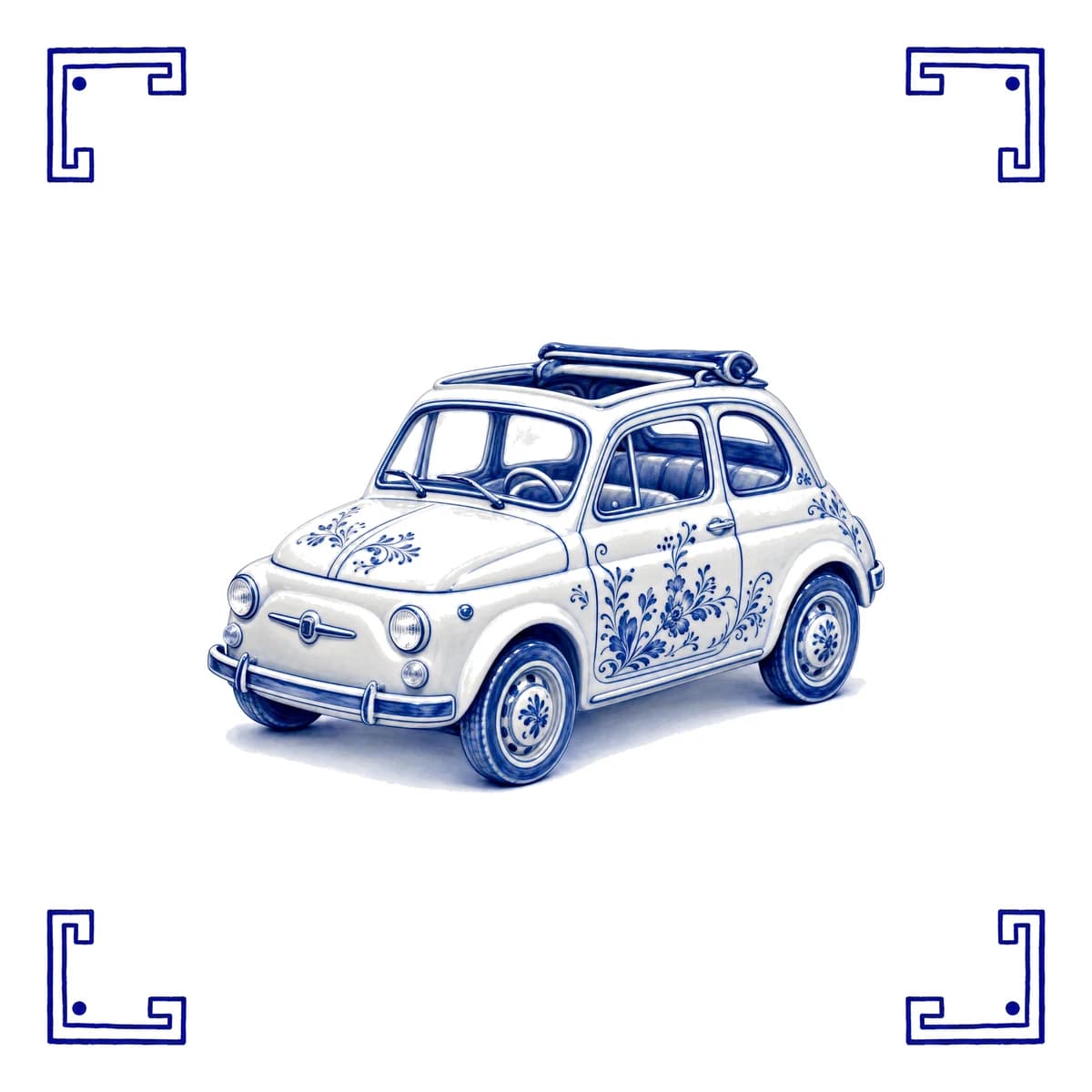 Klassischer Fiat 500 – Delfter Blau Fliese