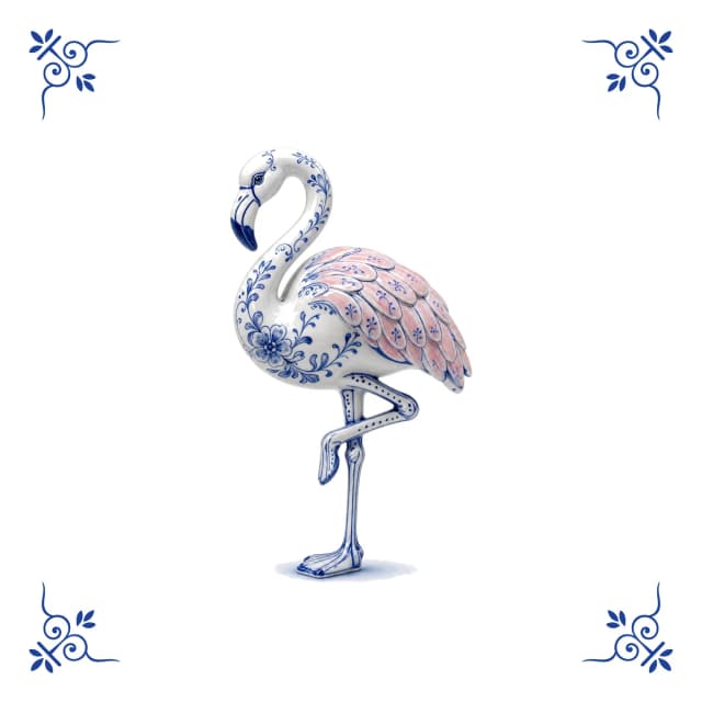 Flamingo, Delfter Blau Fliese