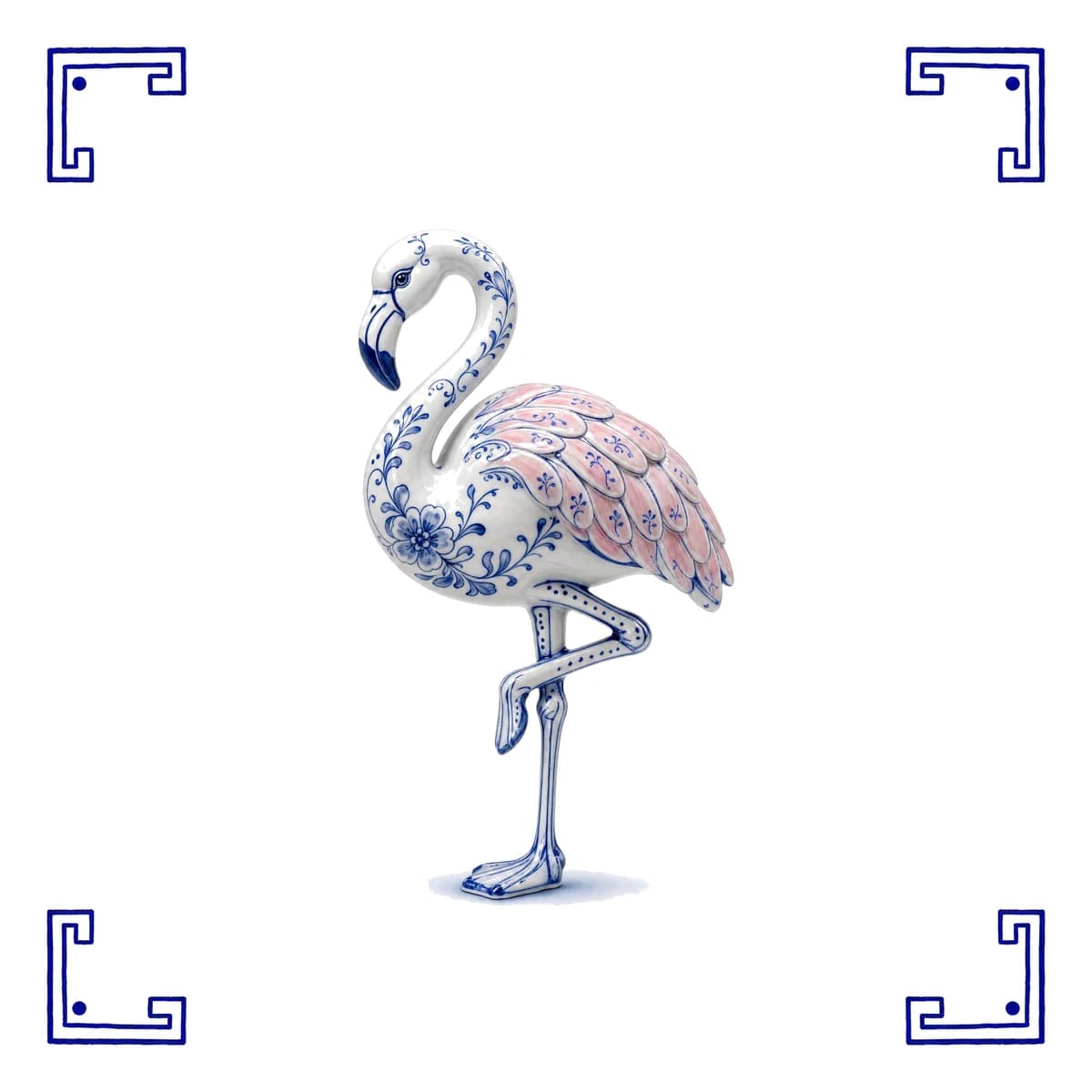 Flamingo – Delfter Blau Fliese
