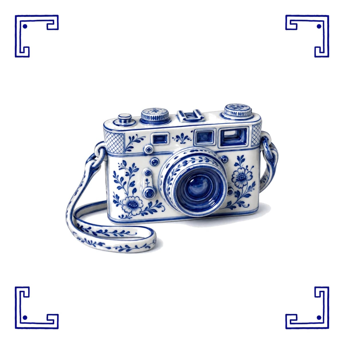 Vintage-Kamera – Delfter Blau Fliese