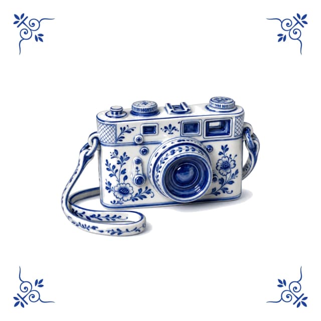 Vintage-Kamera, Delfter Blau Fliese