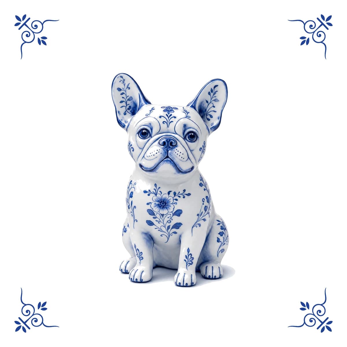 Französische Bulldogge – Delfter Blau Fliese