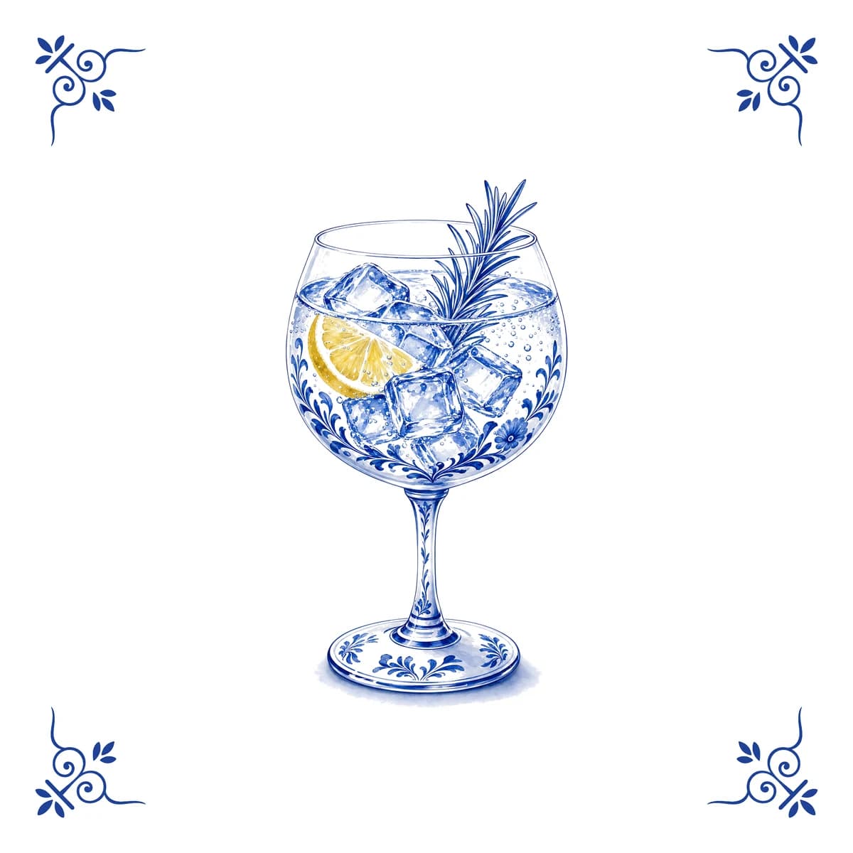 Gin Tonic – Delfter Blau Fliese
