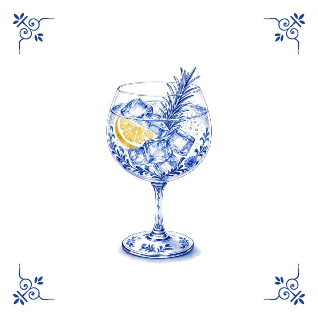Gin Tonic, Delfter Blau Fliese