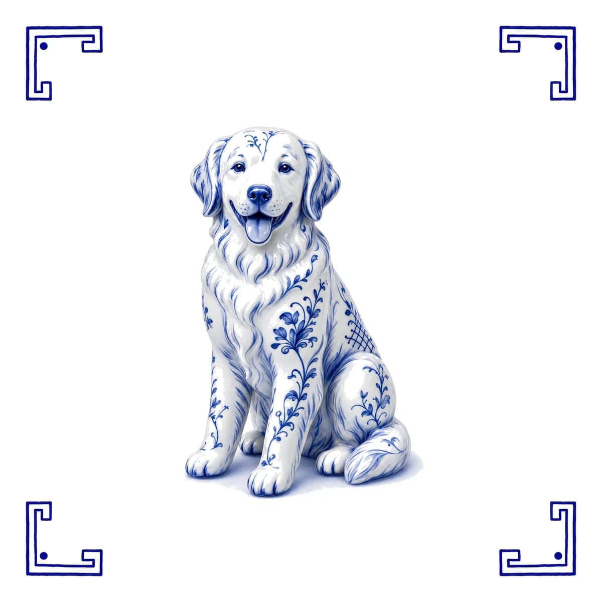 Golden Retriever – Delfter Blau Fliese