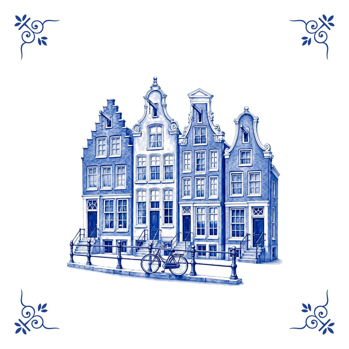 Grachtenhäuser – Delfter Blau Fliese