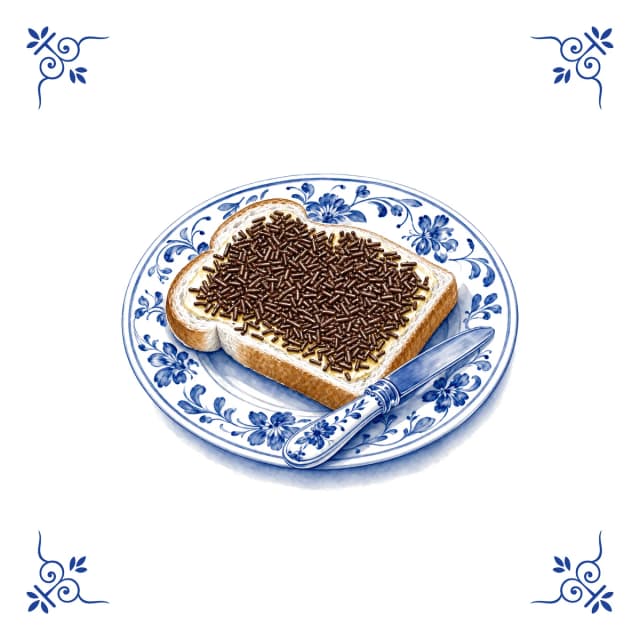 Brot mit Hagelslag, Delfter Blau Fliese