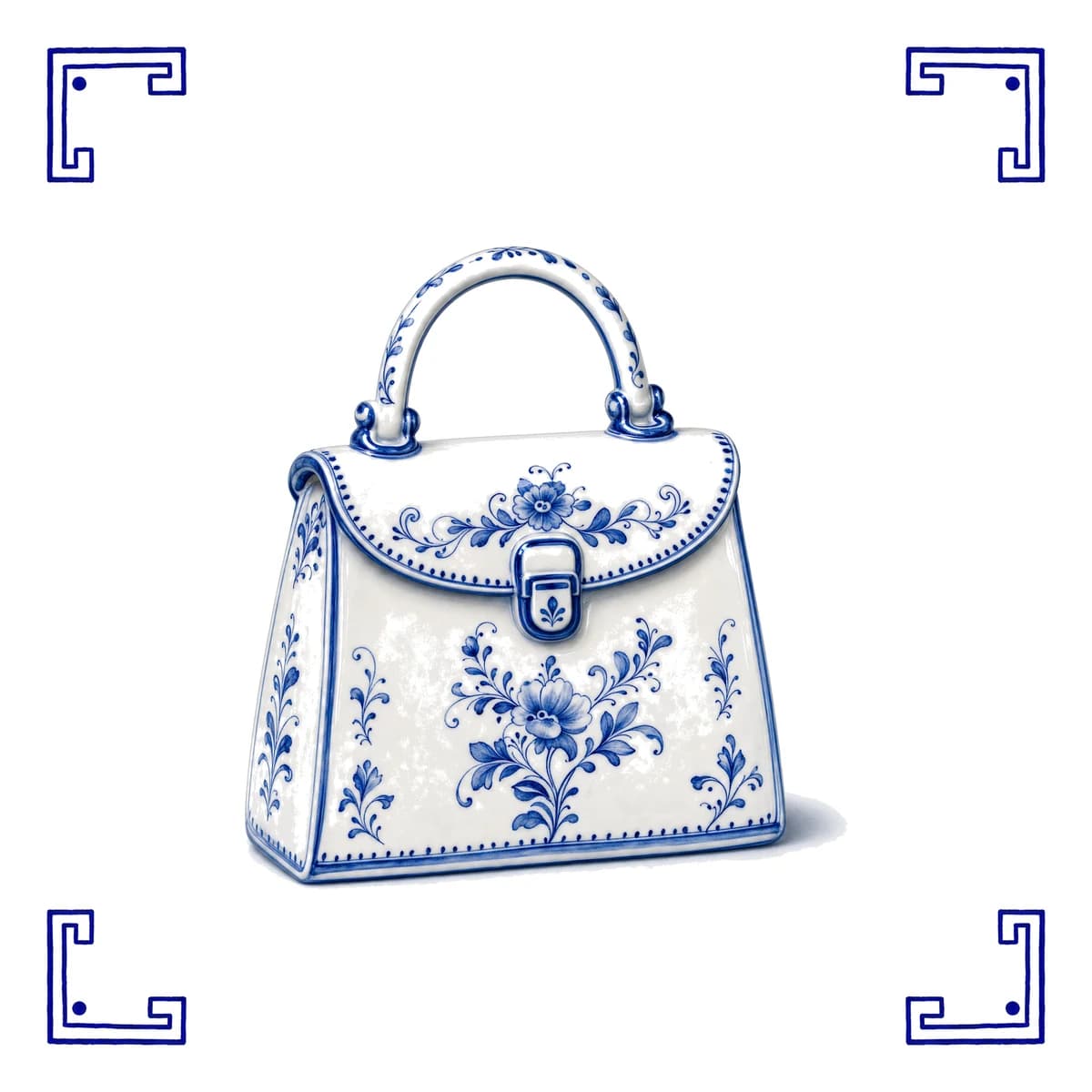 Handtasche – Delfter Blau Fliese