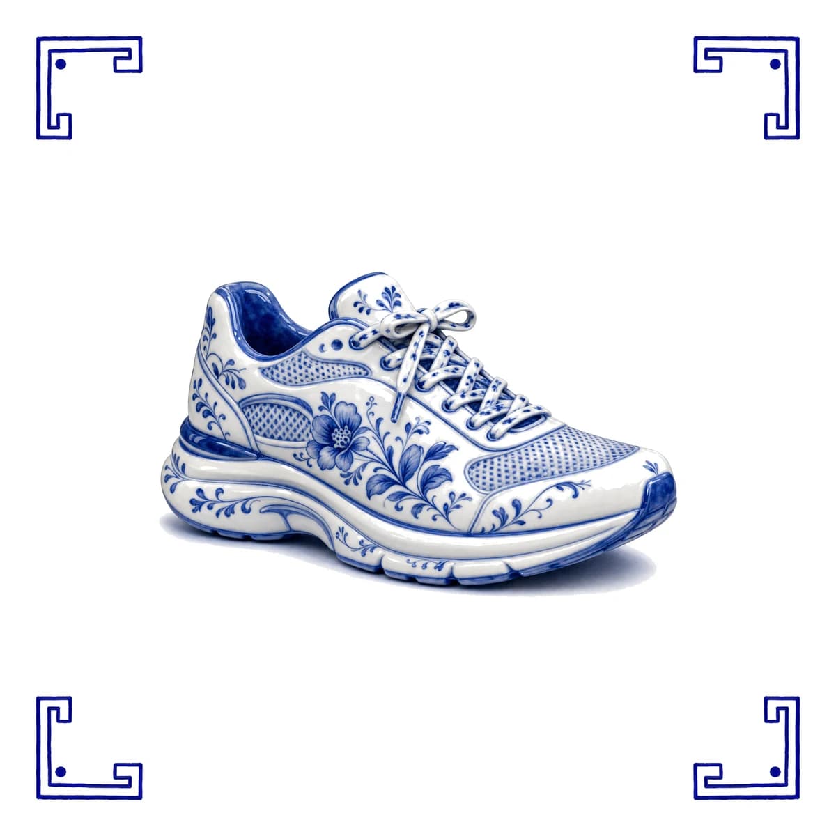 Laufschuh – Delfter Blau Fliese
