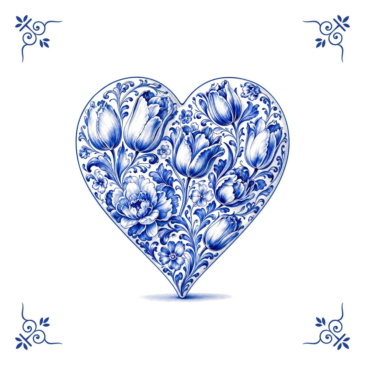 Herz – Delfter Blau Fliese