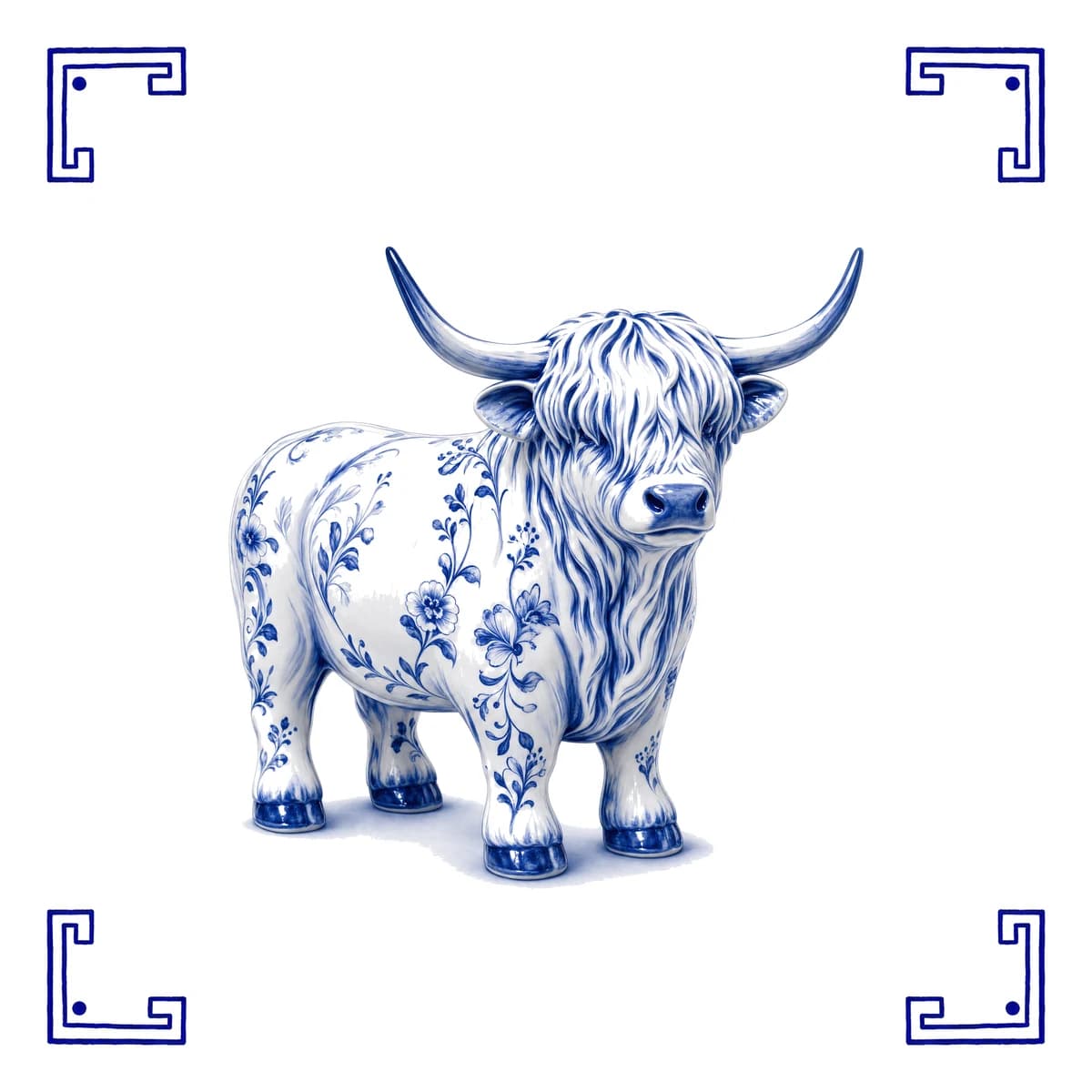 Hochlandrind – Delfter Blau Fliese