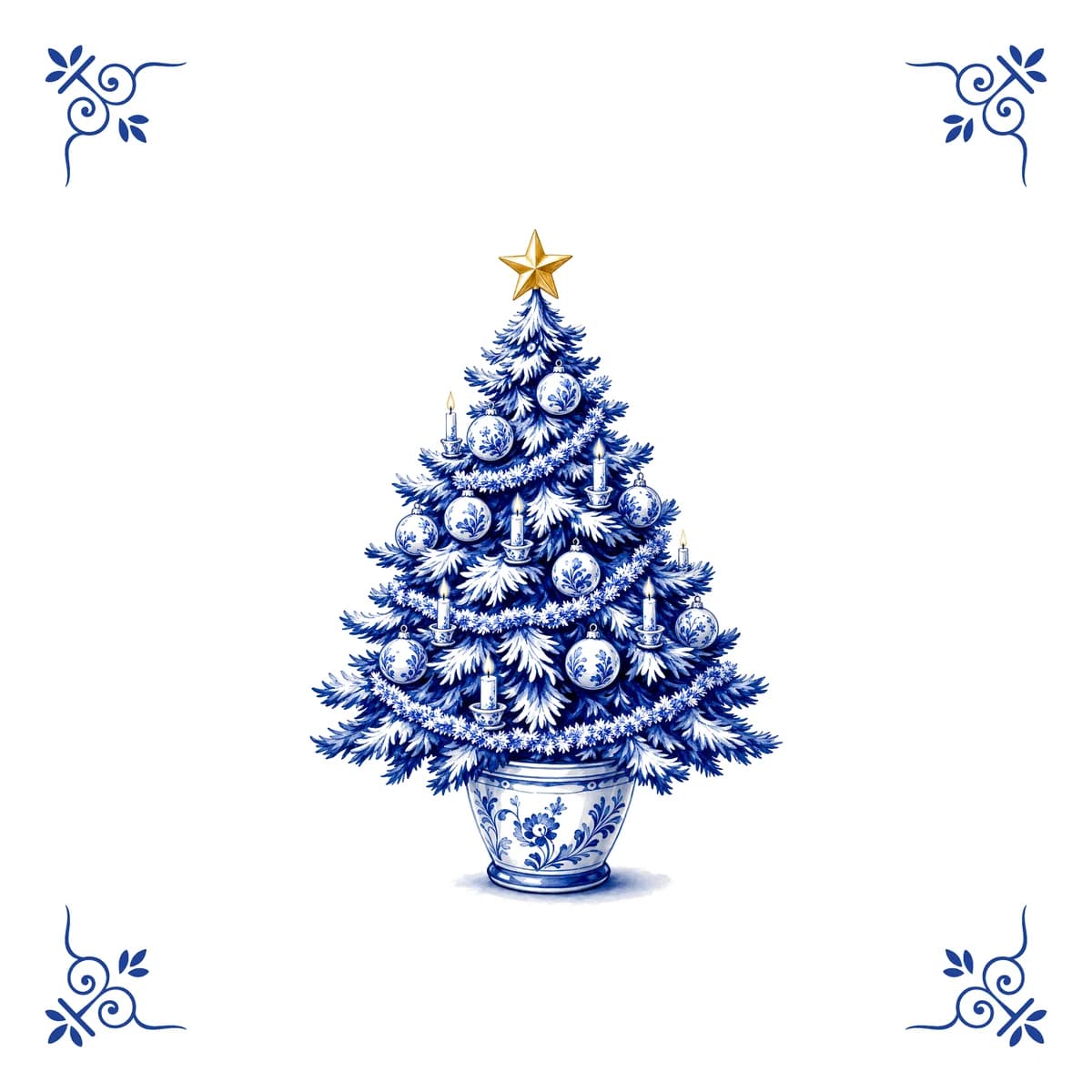 Weihnachtsbaum – Delfter Blau Fliese