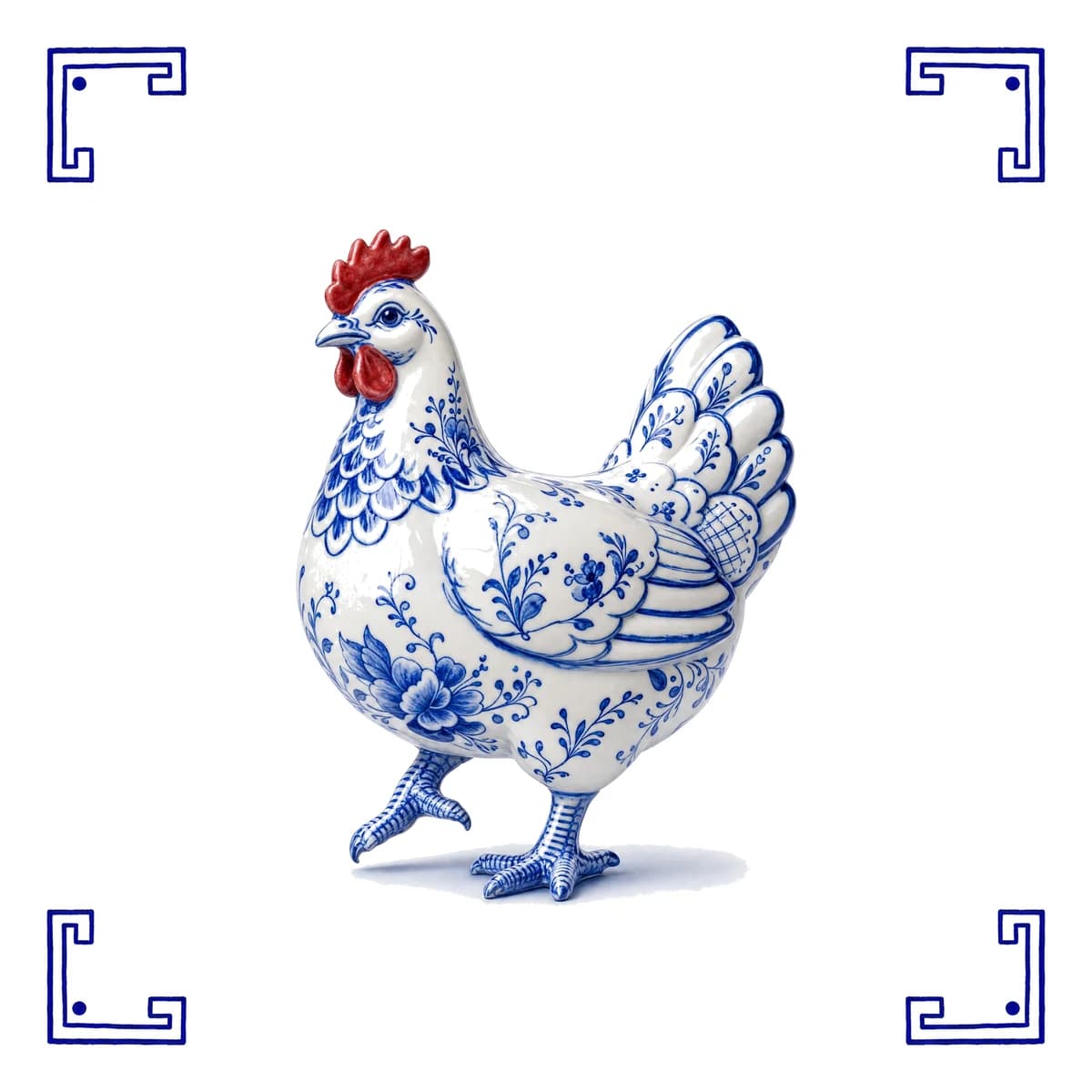 Huhn – Delfter Blau Fliese