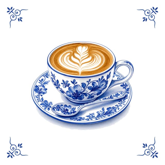 Kaffee, Delfter Blau Fliese