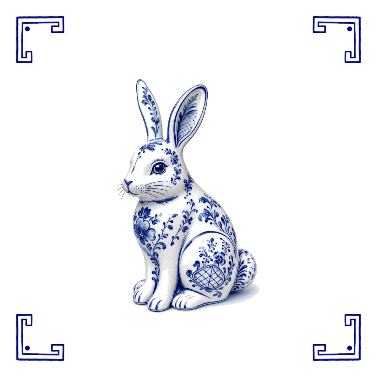 Kaninchen – Delfter Blau Fliese