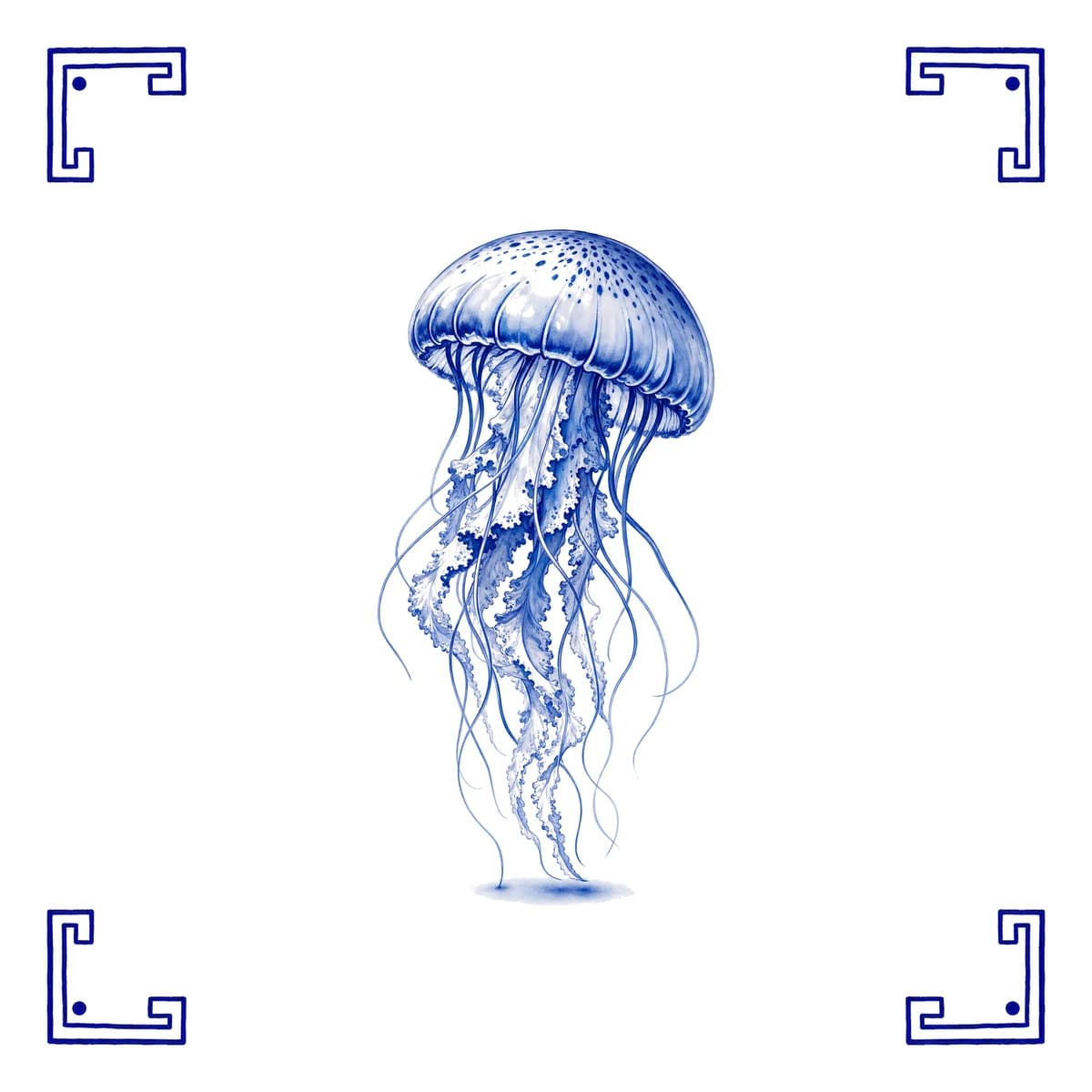 Qualle – Delfter Blau Fliese