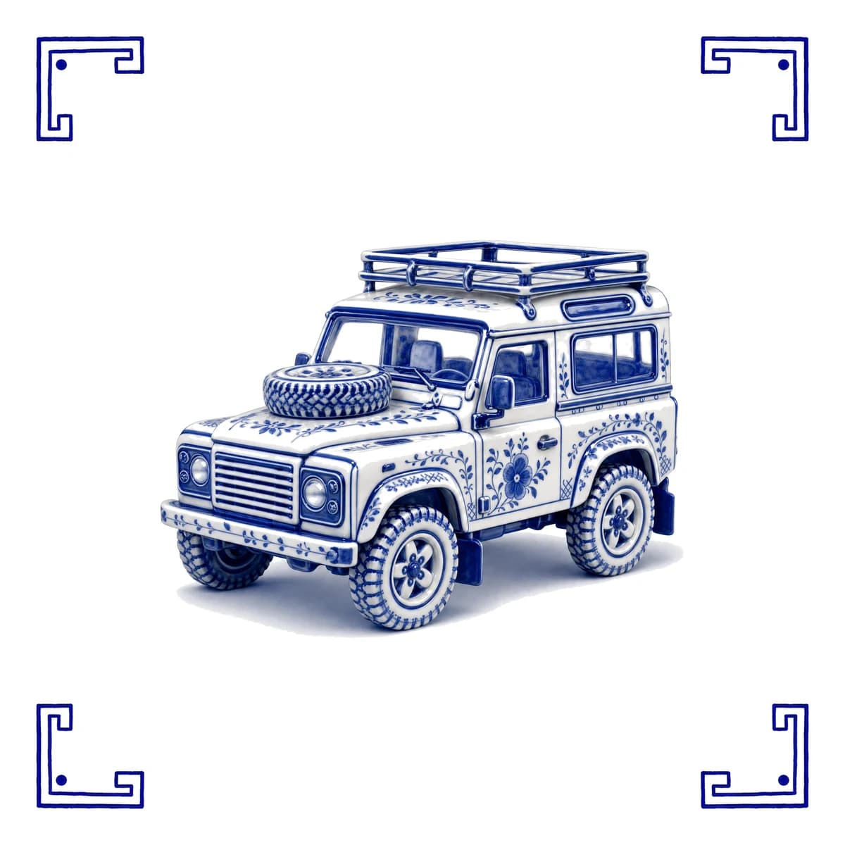 Klassischer Land Rover – Delfter Blau Fliese