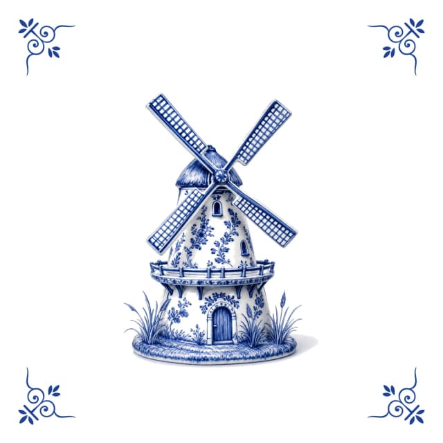 Windmühle, Delfter Blau Fliese