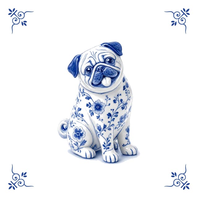 Mops, Delfter Blau Fliese