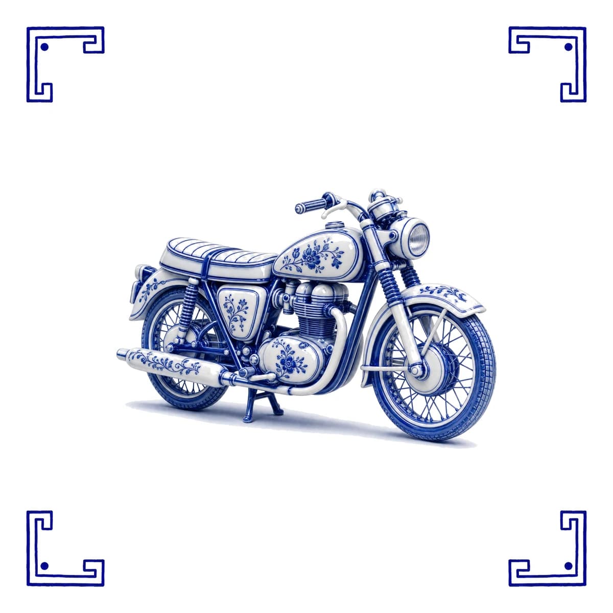 Klassisches Motorrad – Delfter Blau Fliese