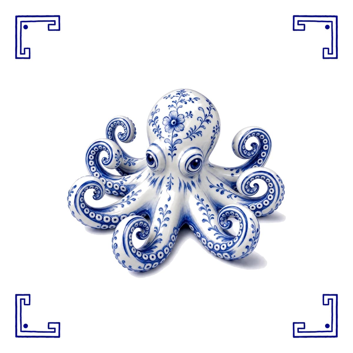 Oktopus – Delfter Blau Fliese