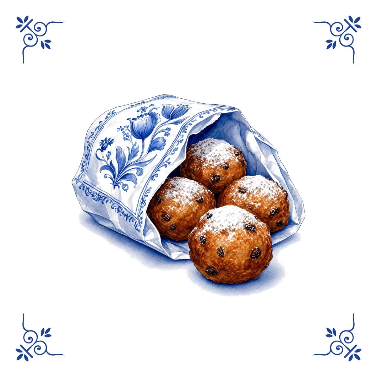 Oliebollen – Delfter Blau Fliese