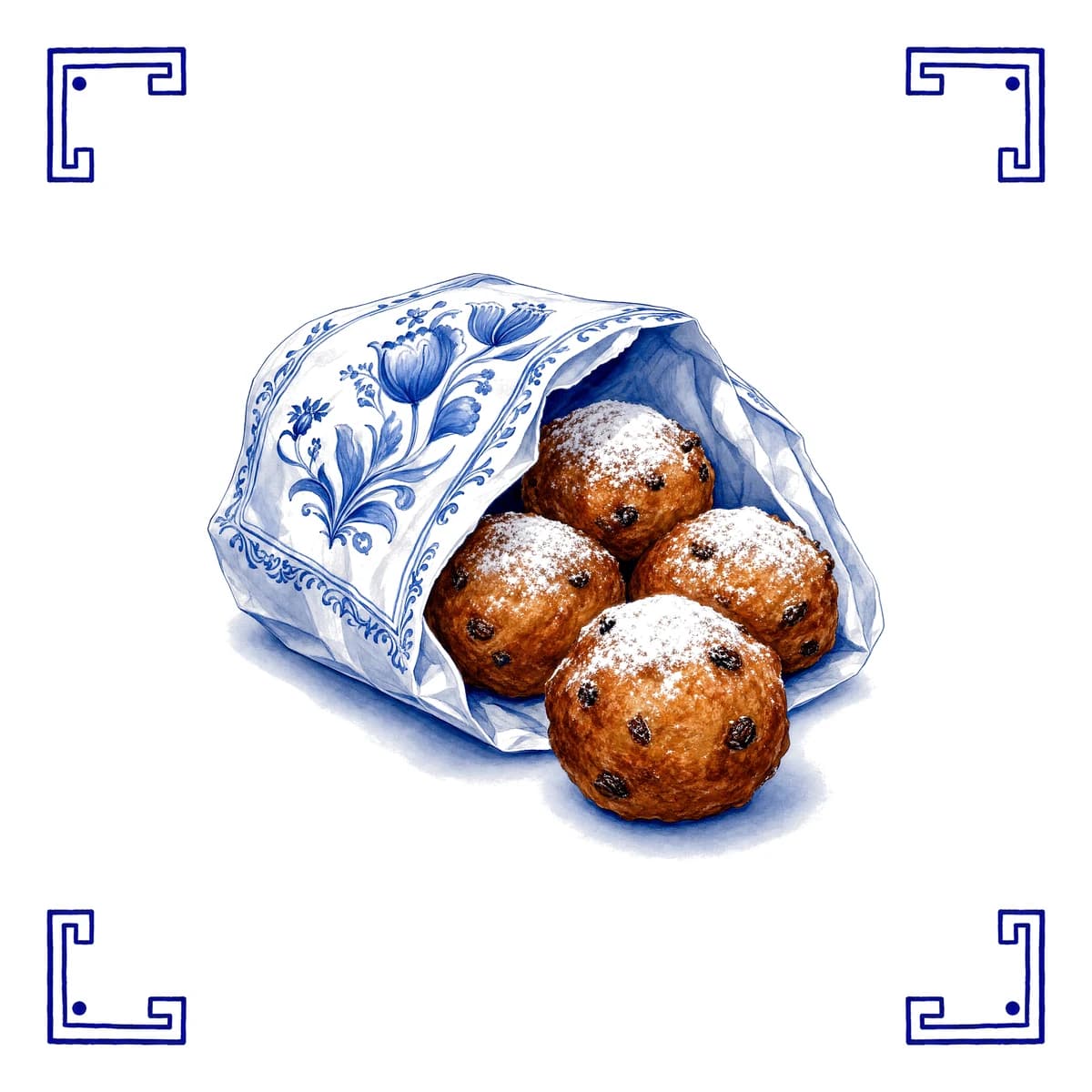 Oliebollen – Delfter Blau Fliese