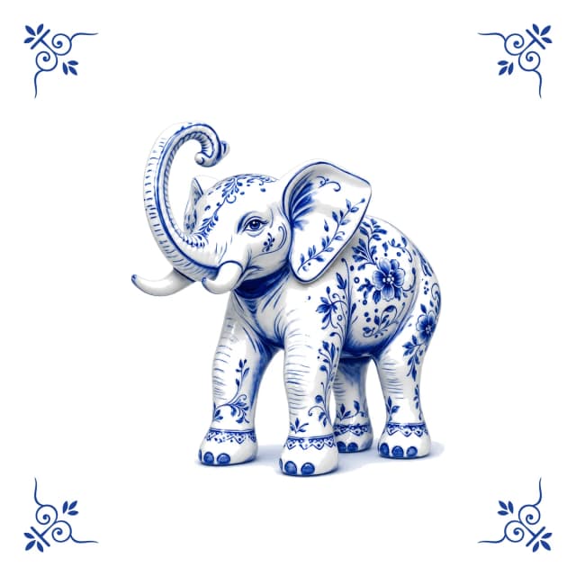 Elefant, Delfter Blau Fliese
