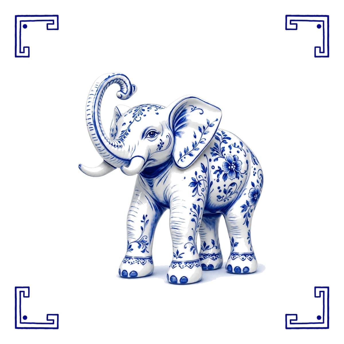 Elefant – Delfter Blau Fliese