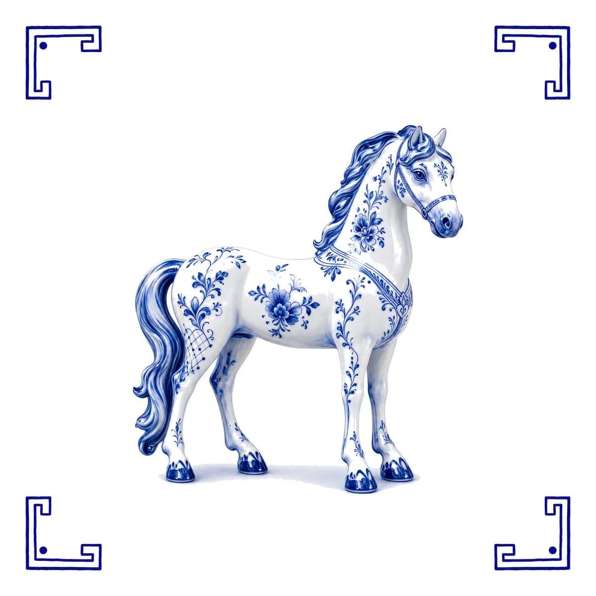Pferd – Delfter Blau Fliese