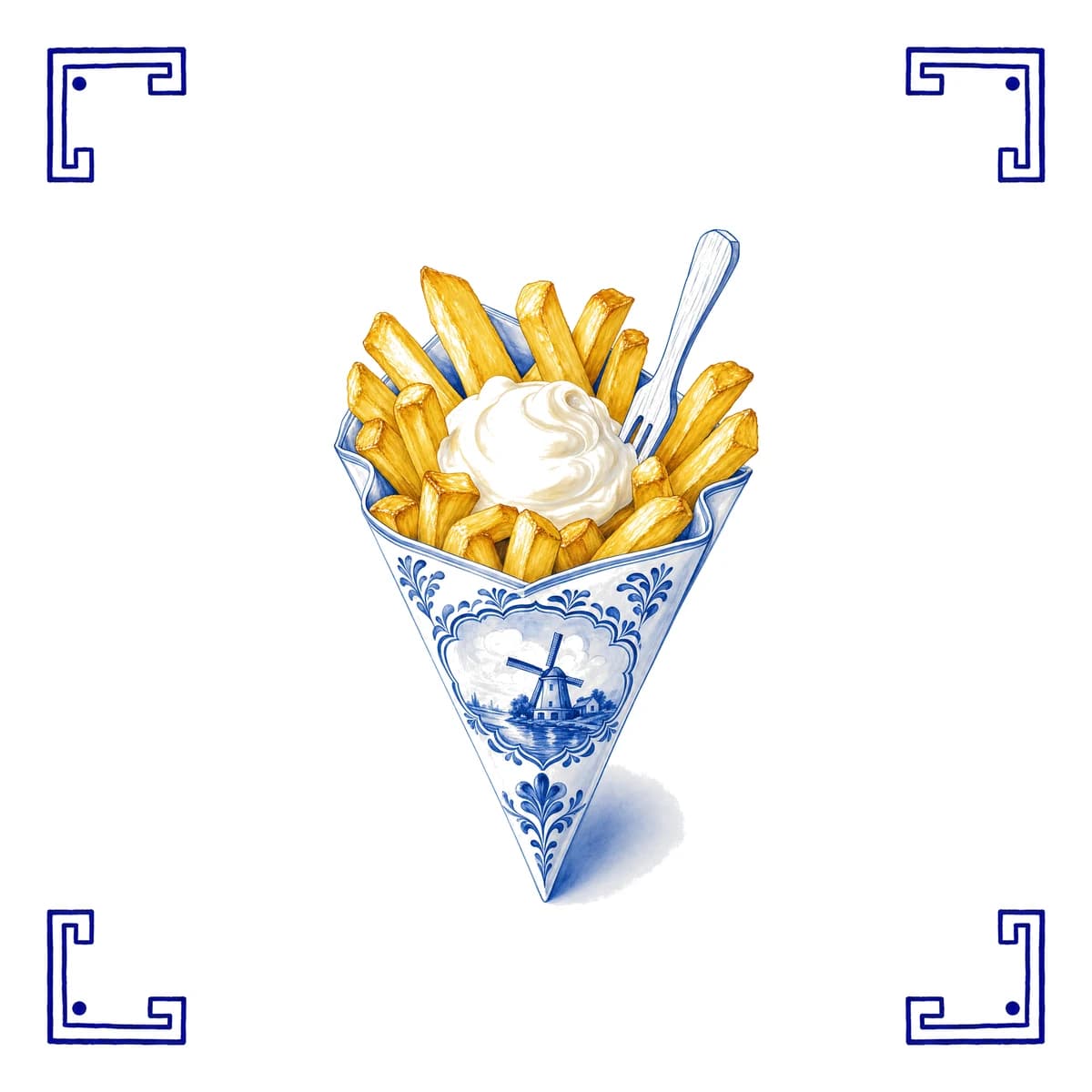 Pommes mit Mayo – Delfter Blau Fliese