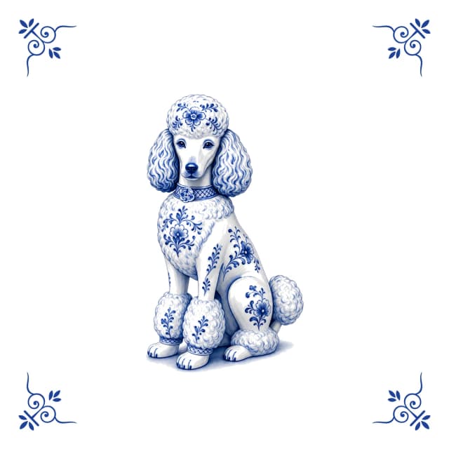 Pudel, Delfter Blau Fliese