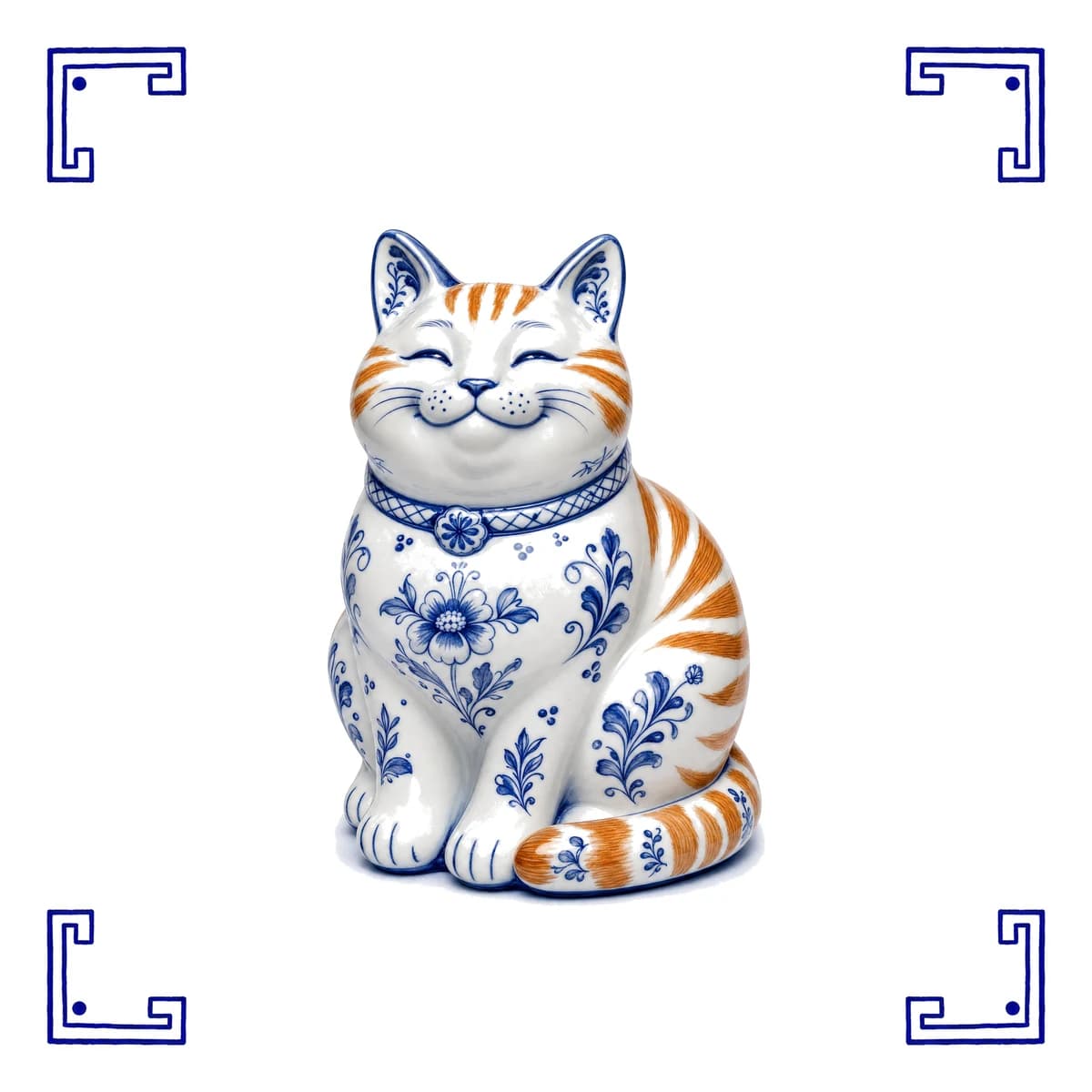 Roter Kater – Delfter Blau Fliese