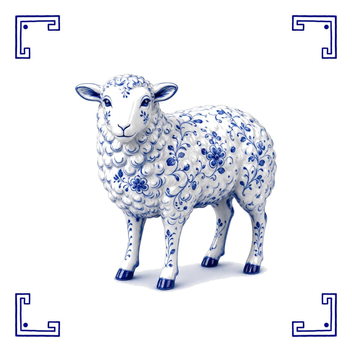 Schaf – Delfter Blau Fliese