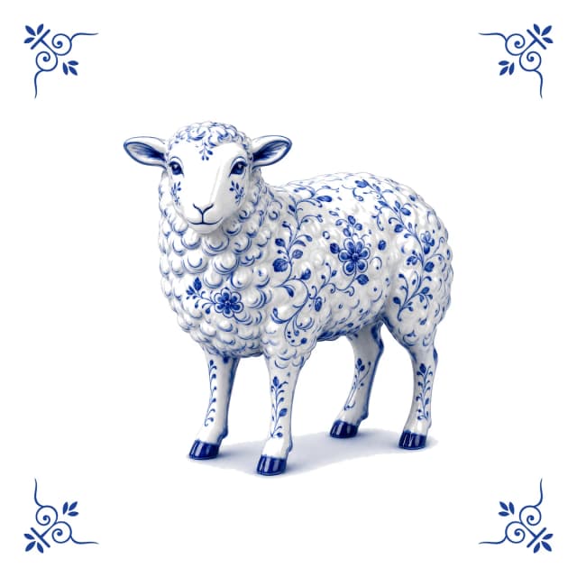 Schaf, Delfter Blau Fliese